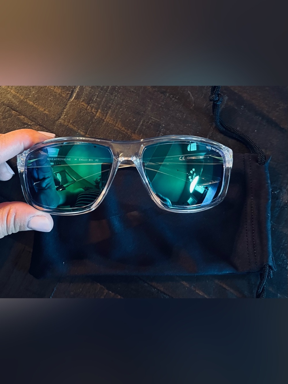 Nike Max Optics ADRENALINE M EV1113 Blue Mirror Sunglasses NEW